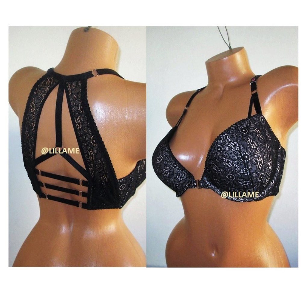 VICTORIA'S SECRET Very Sexy Push Up Bra 32DDD Front Close Strappy Back Padded